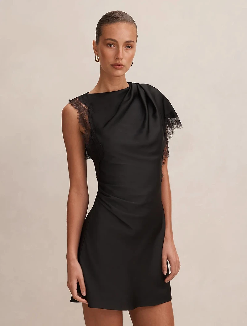 Giselle Satin Lace Asym Mini