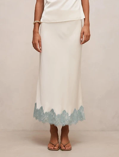 Adele Lace Trim Midi Skirt