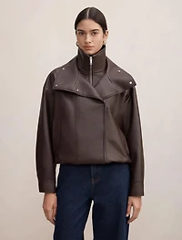 Bex Double Funnel Neck PU Jacket