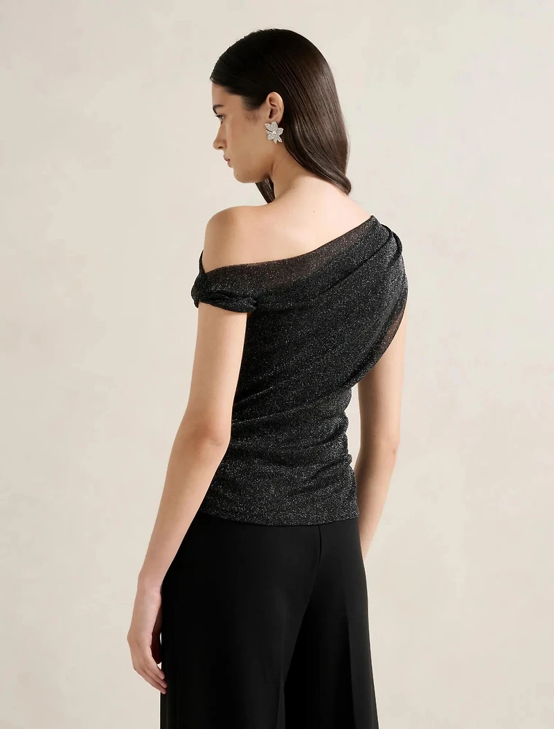 Rylee Tipped Shoulder Glitter Top