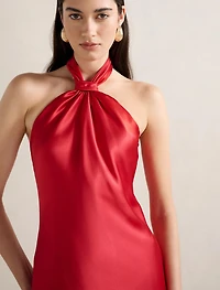 Yvette Halter Neck Satin Maxi