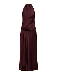Abby Petite Halter Satin Maxi