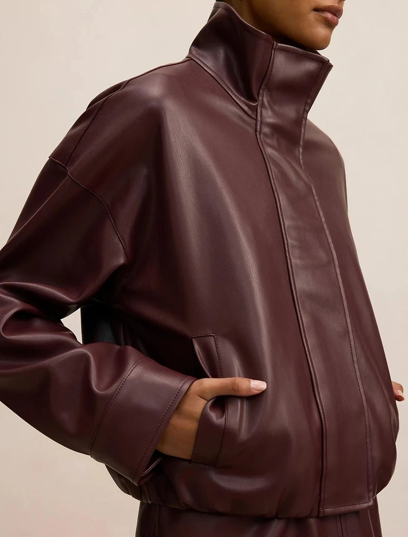 Jacquie Petite PU Funnel Neck