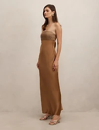 Amina Embellished Satin Maxi Dress