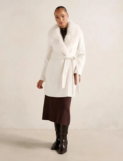 Rocky Fur Collar Wrap Coat