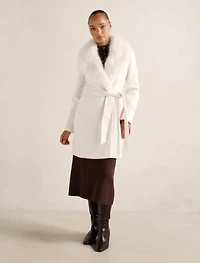 Rocky Fur Collar Wrap Coat