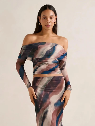 Kaia Mesh Ruched Top