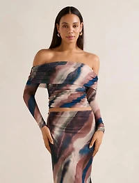 Kaia Mesh Ruched Top