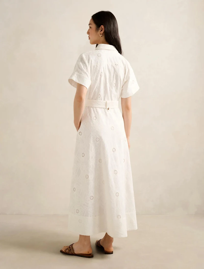 Valeria Short Sleeve Broderie Midi Dress