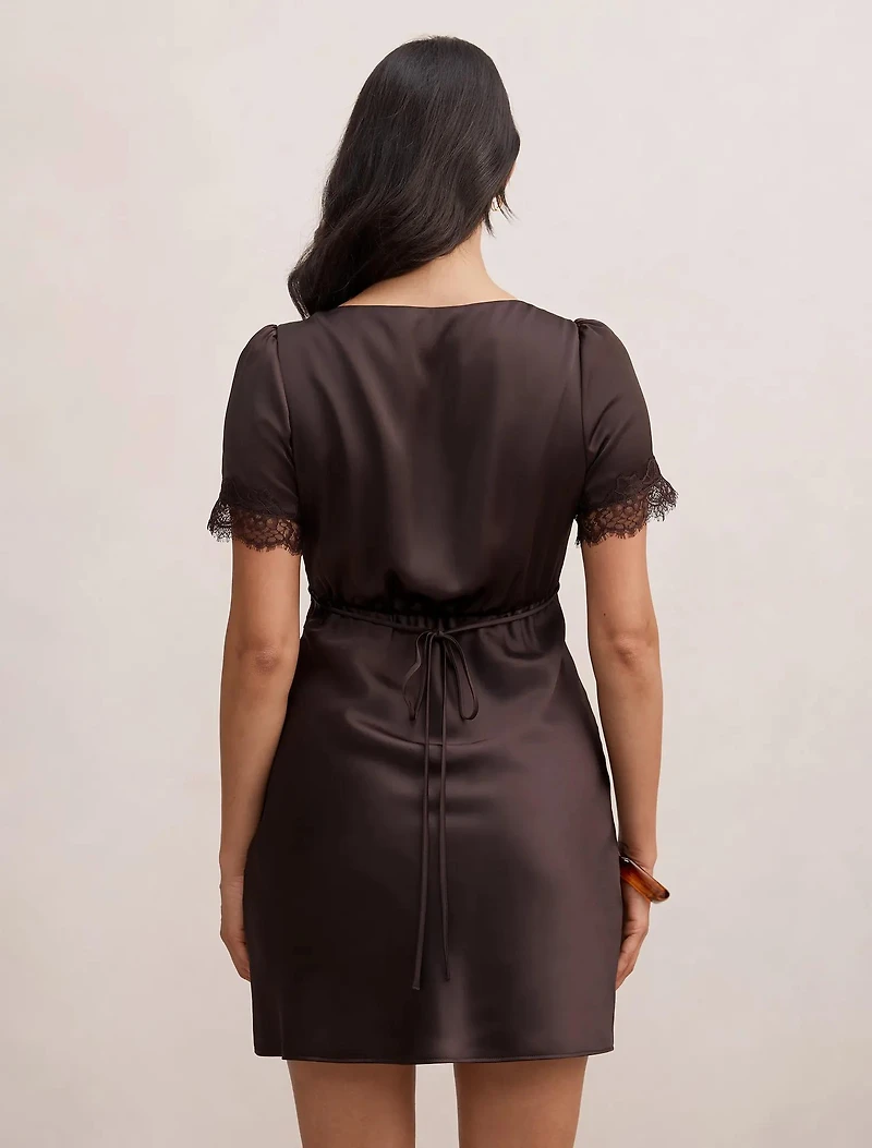 Marissa Lace Trim Satin Mini