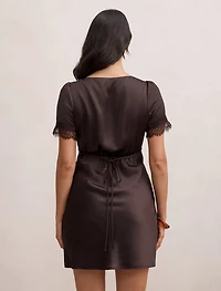 Marissa Lace Trim Satin Mini