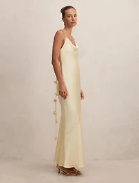Amery 3D Floral Satin Maxi Dress