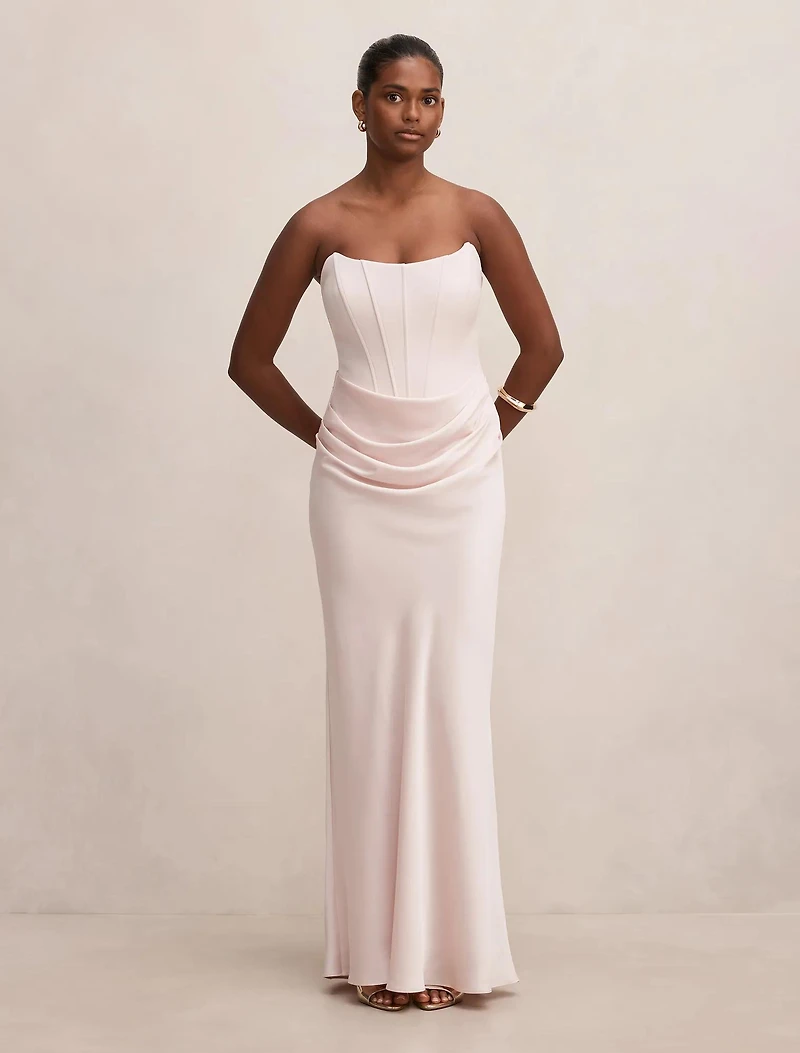 Isra Petite Drape Strapless Maxi