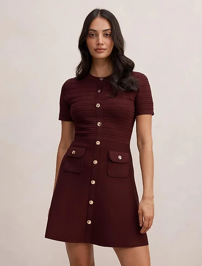 Anika Stitch Interest Knit Mini Dress