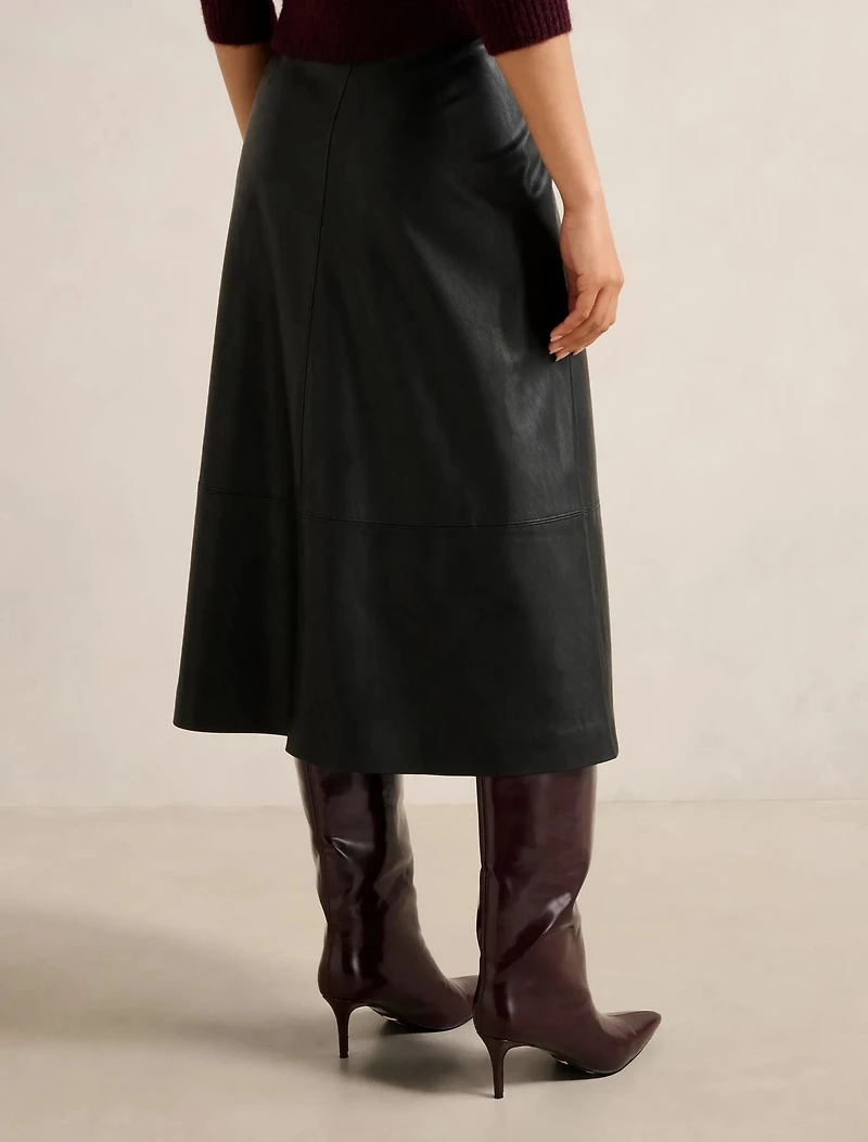 Jaelyn Vegan Leather Midi Skirt