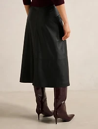 Jaelyn Vegan Leather Midi Skirt