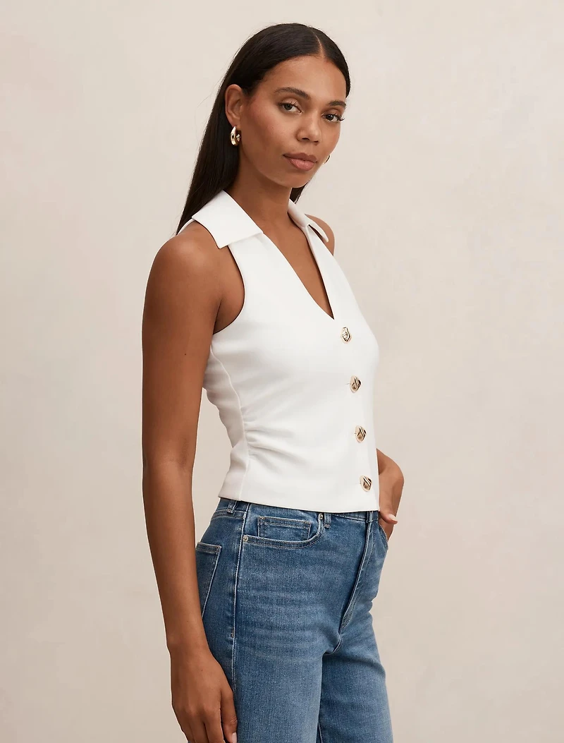 Tully Collared V Neck Top