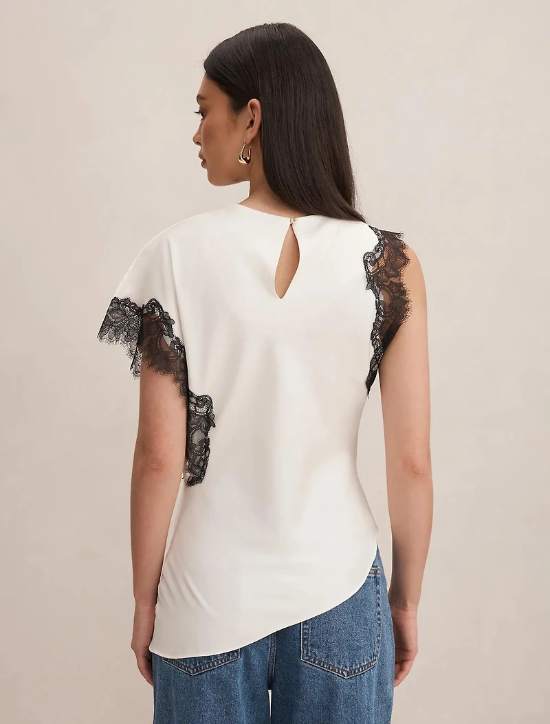 Dixie Asymmetric Lace Top