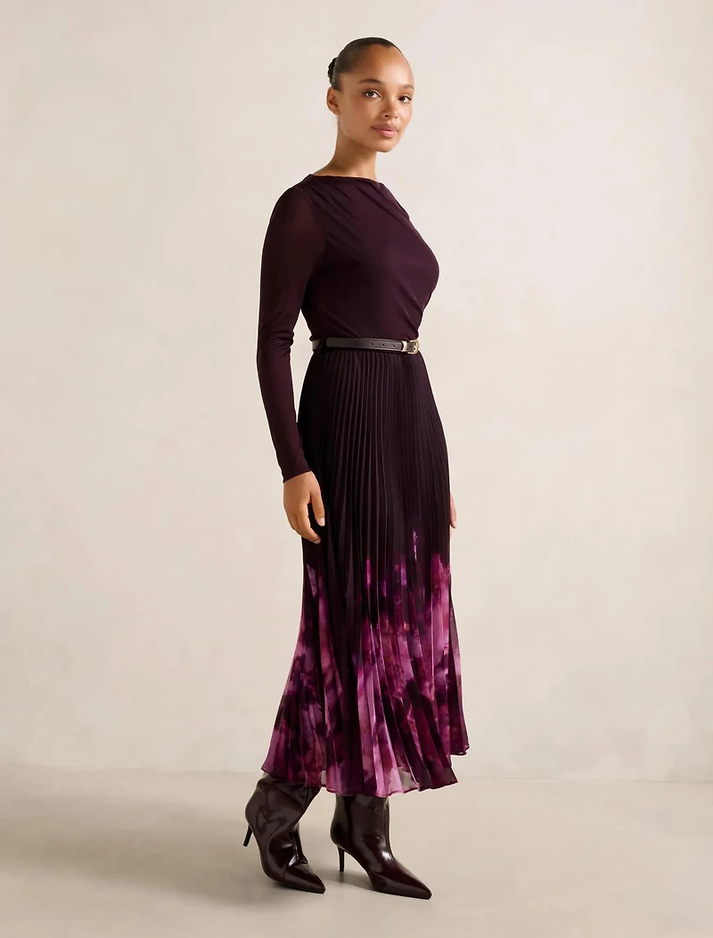 Adelina 2-in-1 Pleat Midi Dress
