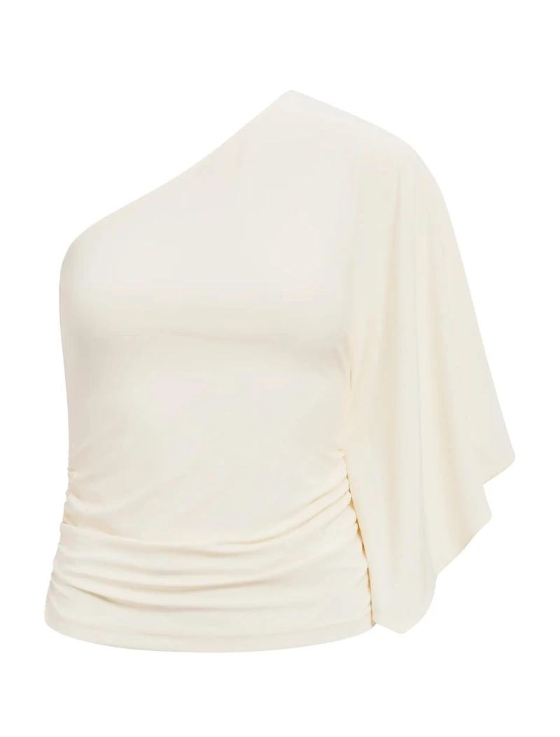 Olive One Shoulder Cape Top
