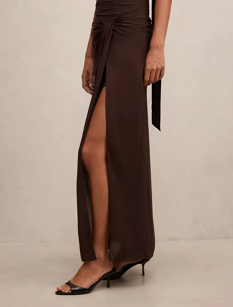 Arli Strapless Ruched Maxi Dress