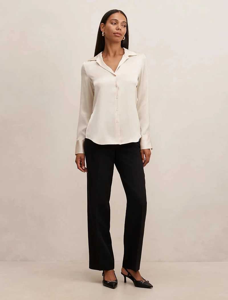 Harvey Notched Neck Satin Shirt