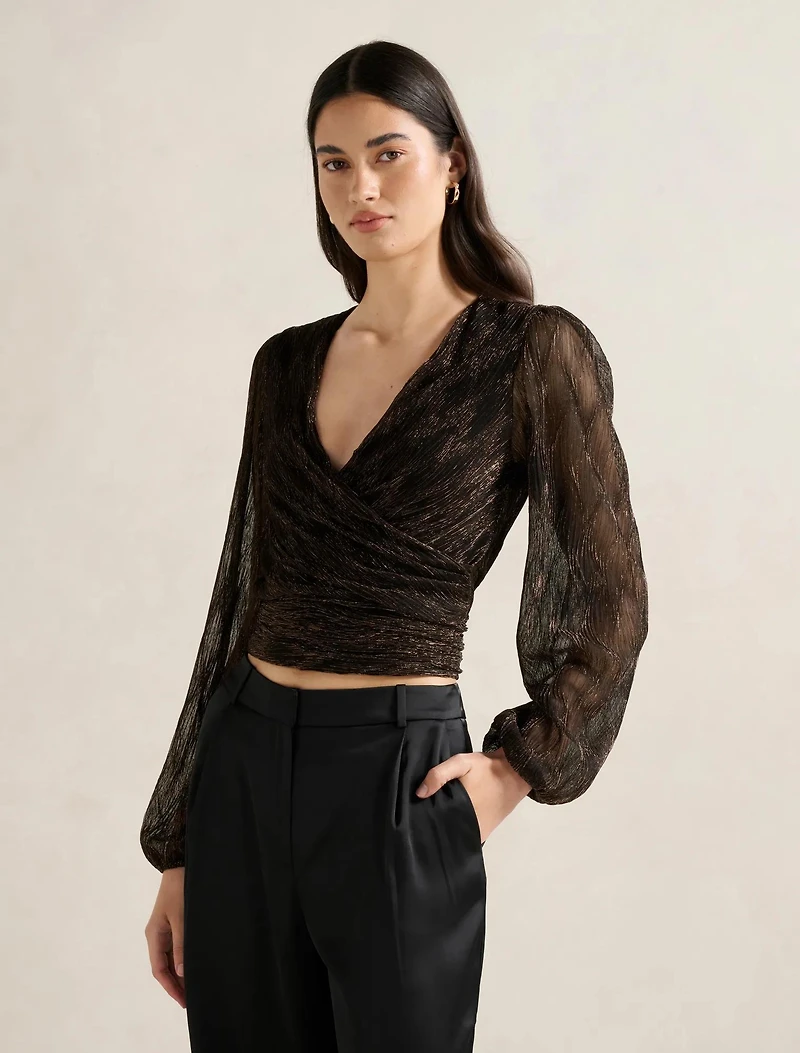 Odette Plisse Wrap Top