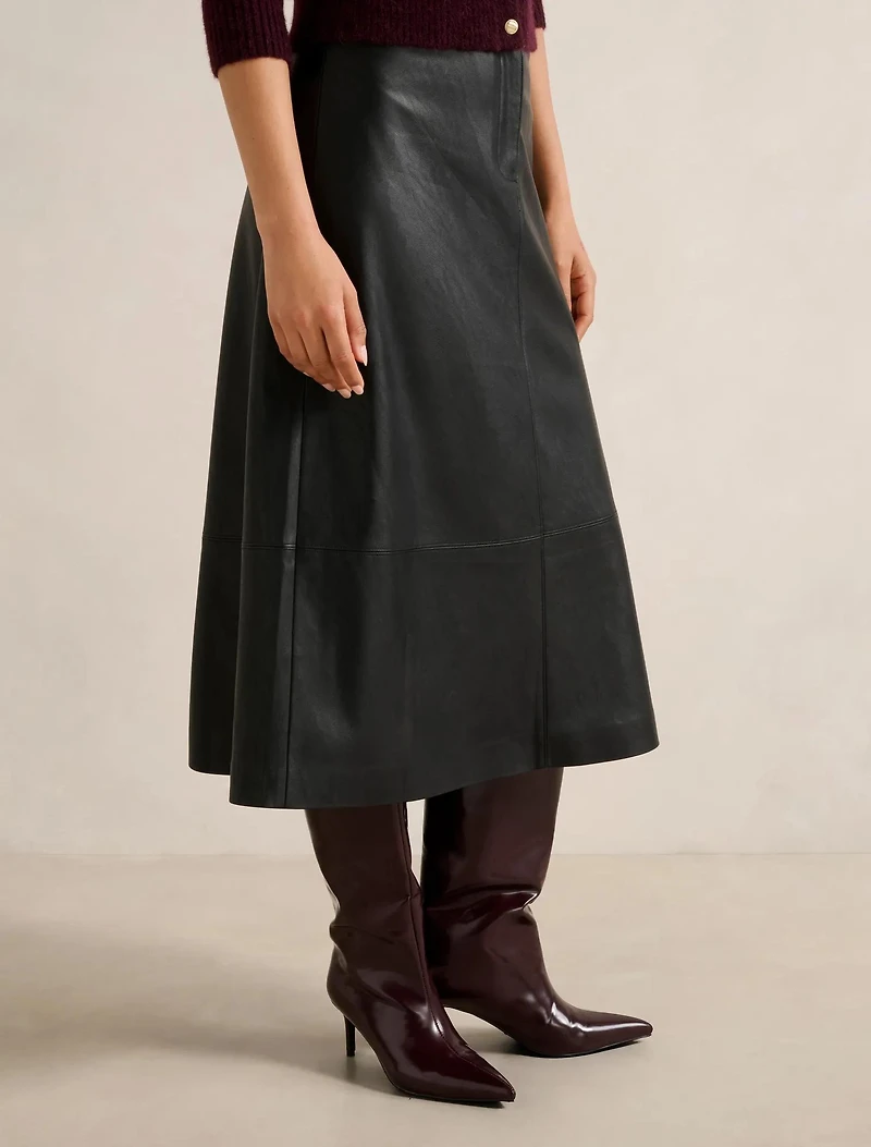 Jaelyn Vegan Leather Midi Skirt