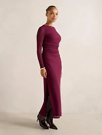Brittany Gathered Mesh Midi Dress