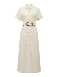 Valeria Short Sleeve Broderie Midi Dress