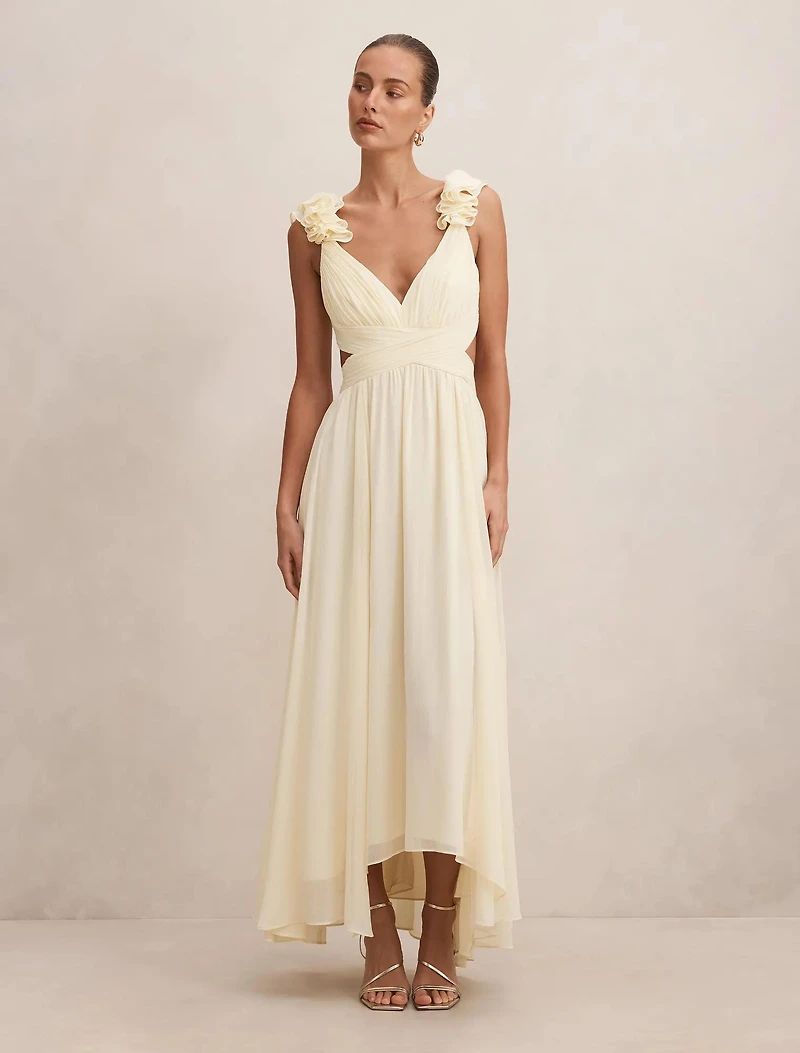 Selena Ruffle Shoulder Maxi Dress