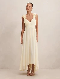Selena Ruffle Shoulder Maxi Dress