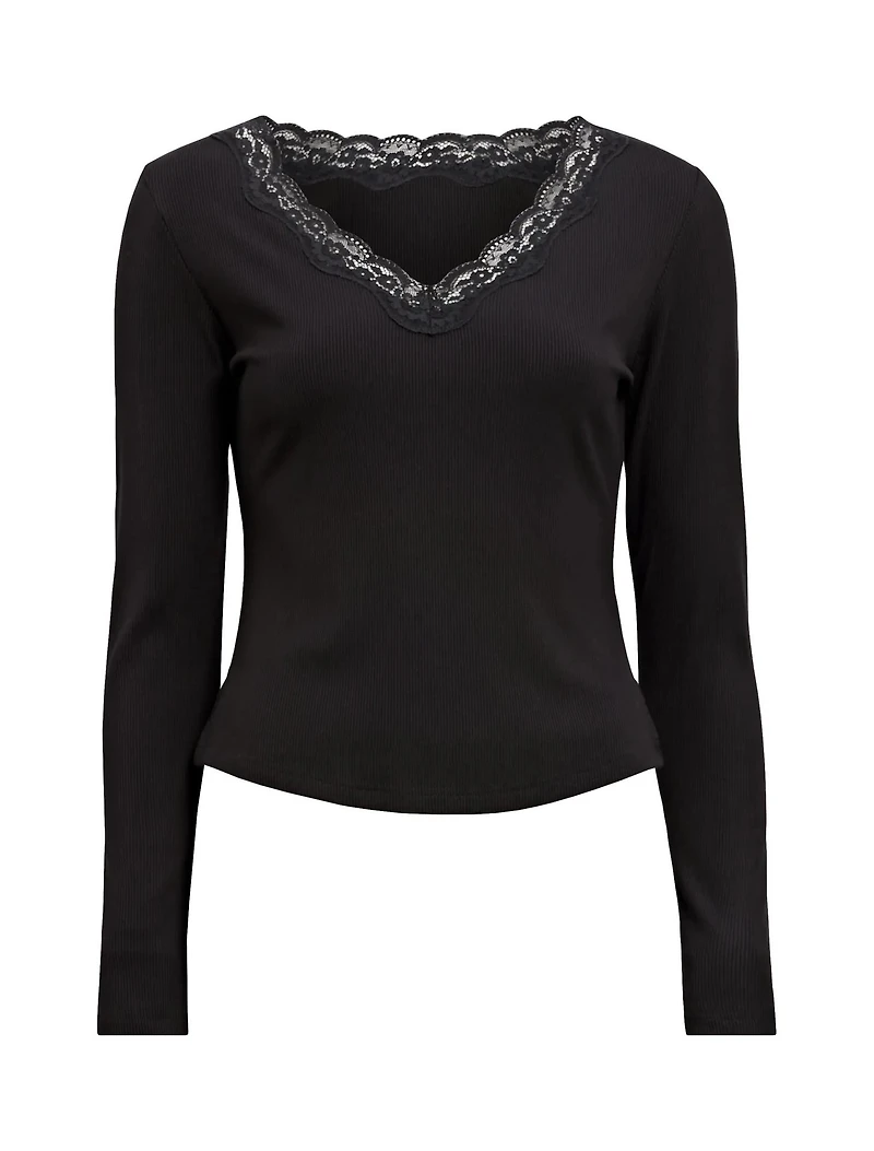 Selena Lace Trim 3/4 Sleeve Top