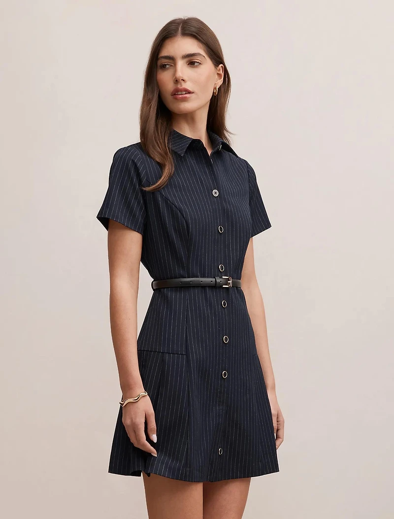 Gigi Pleated Button Down Mini Dress