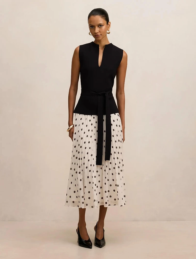 Tanya Petite Woven Mix Knit Dress