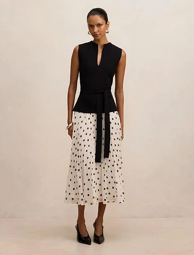 Tanya Petite Woven Mix Knit Dress