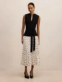 Tanya Petite Woven Mix Knit Dress