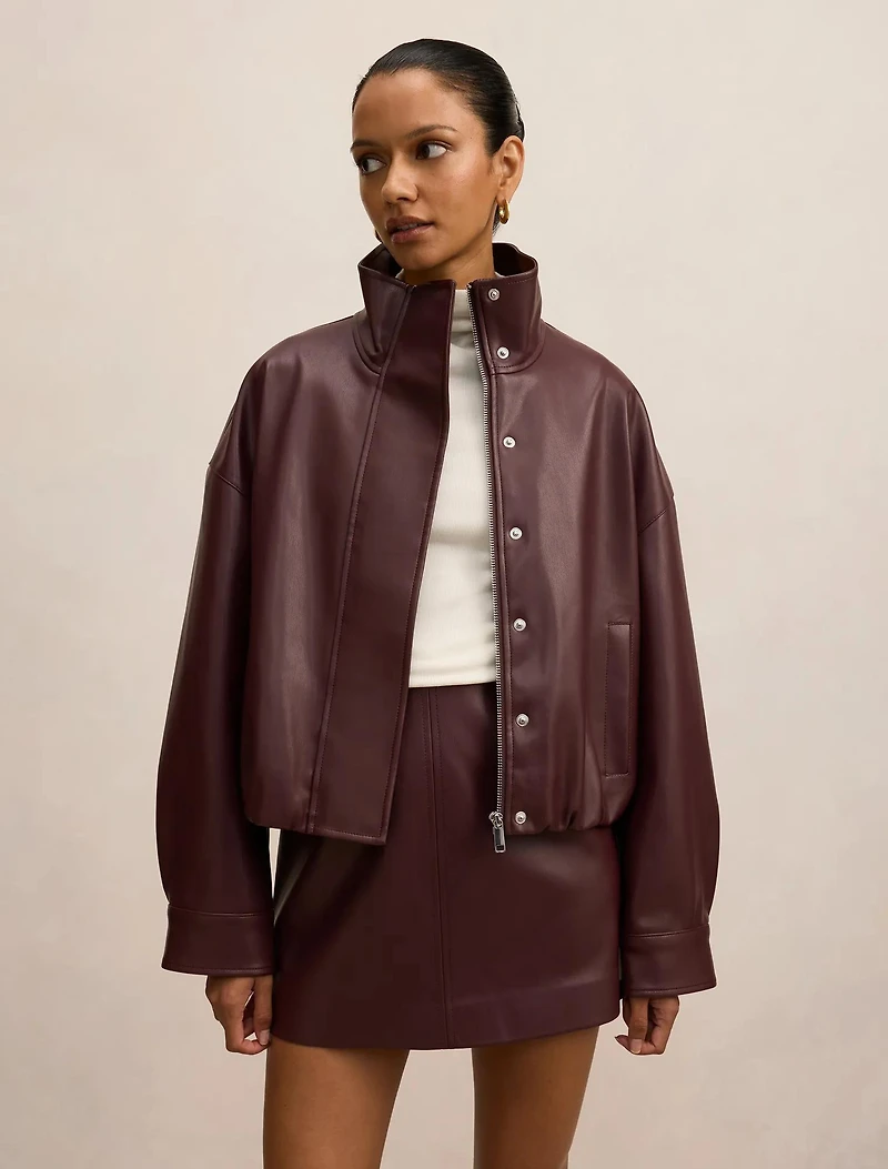 Jacquie Petite PU Funnel Neck