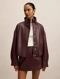 Jacquie Petite PU Funnel Neck