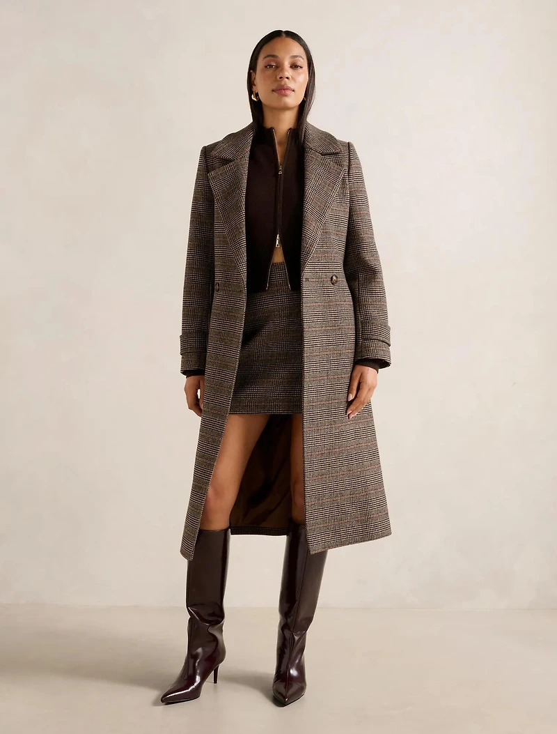 Luccia Belted Check Coat