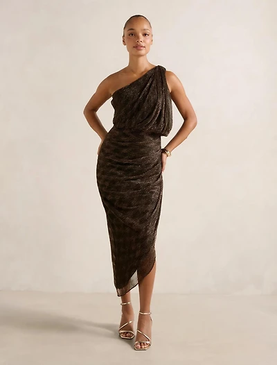 Cassidy One Shoulder Plisse Midi