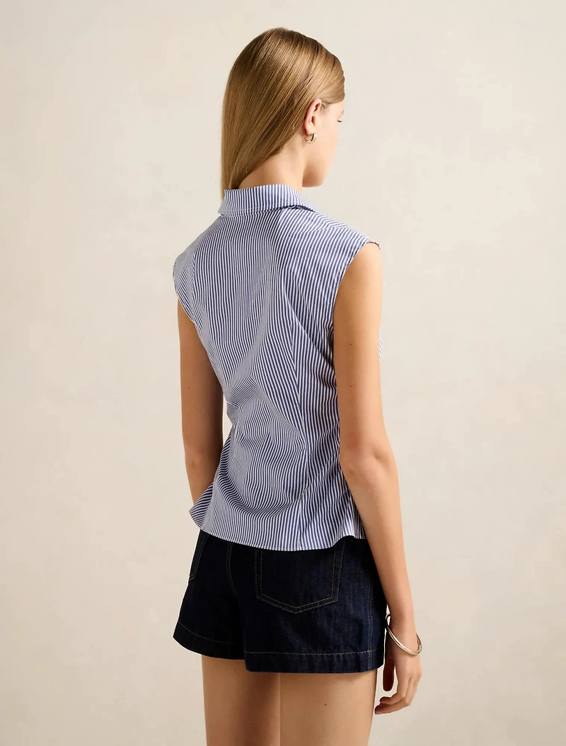 Nova Ruched Stripe Collared Top