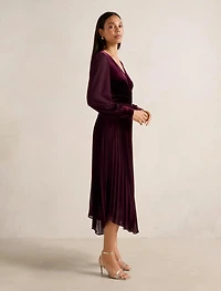 Margaret Velvet Pleat Midi Dress