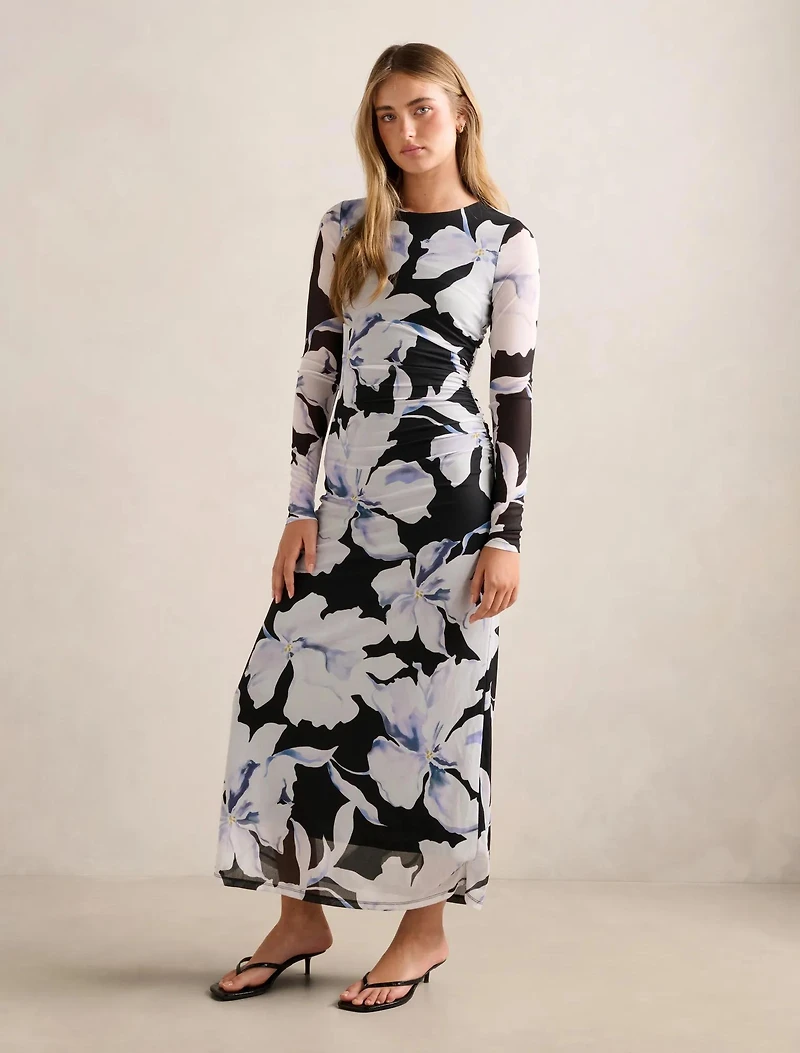 Amaya Long Sleeved Mesh Midi Dress