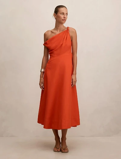 Vinetta Asymmetric Twist Midi Dress