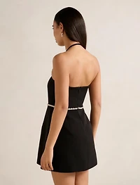 Mattie Halter Diamante Bow Mini Dress