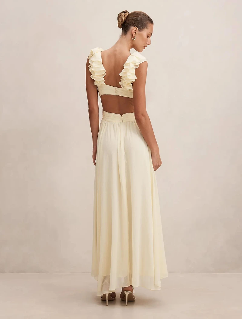 Selena Ruffle Shoulder Maxi Dress