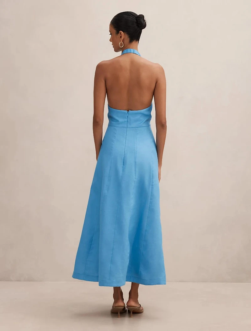Angie Petite Halter Linen Midi