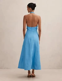 Angie Petite Halter Linen Midi