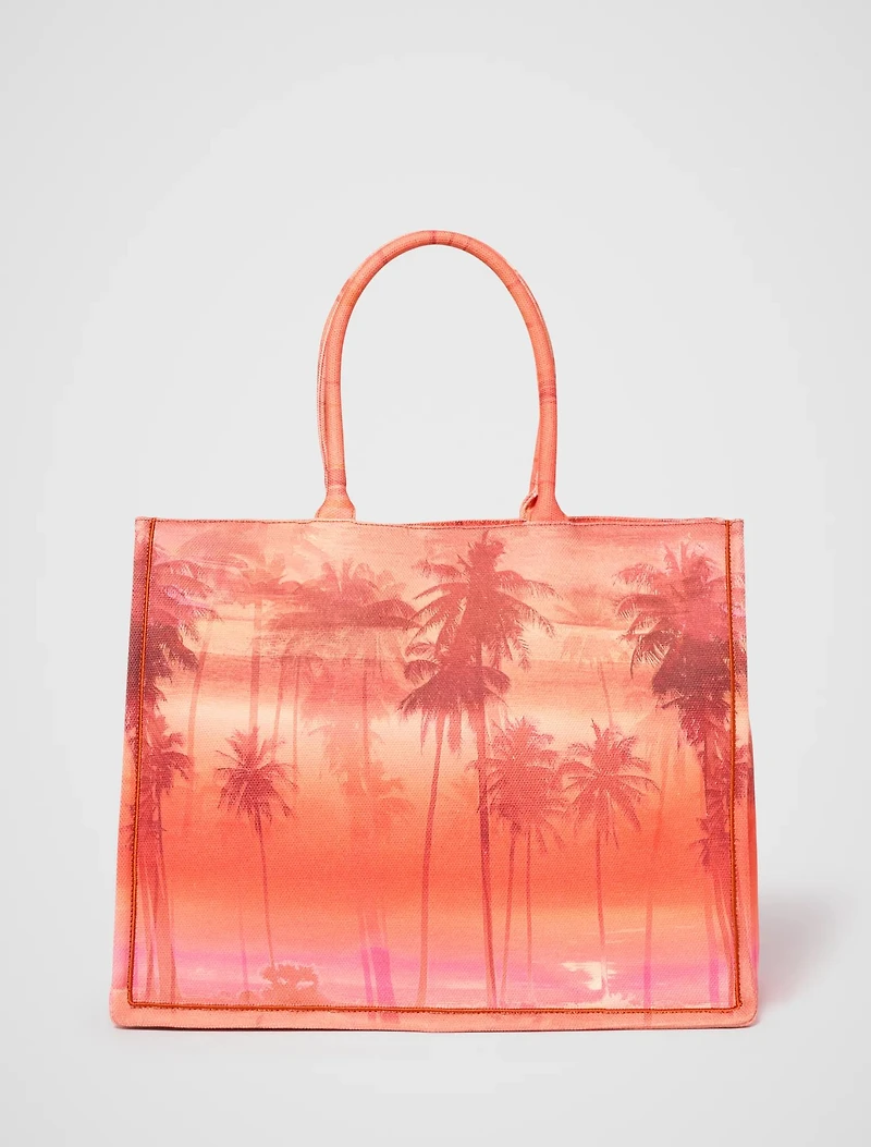 Pamela Palm Tree Print Tote Bag